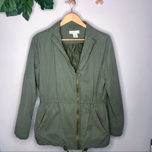 H&M L.O.G.G. olive cinched waist utility jacket